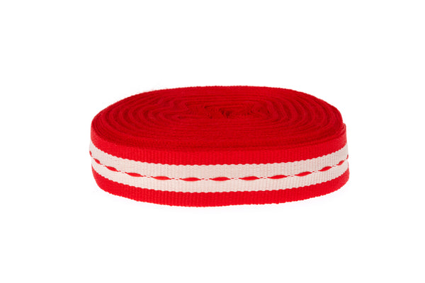 10m x 20mm with Red and Cream Ribbon - Sophies Ribbons