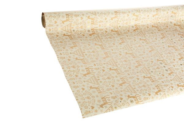 3m roll Brown Recyclable Paper with off White Designs